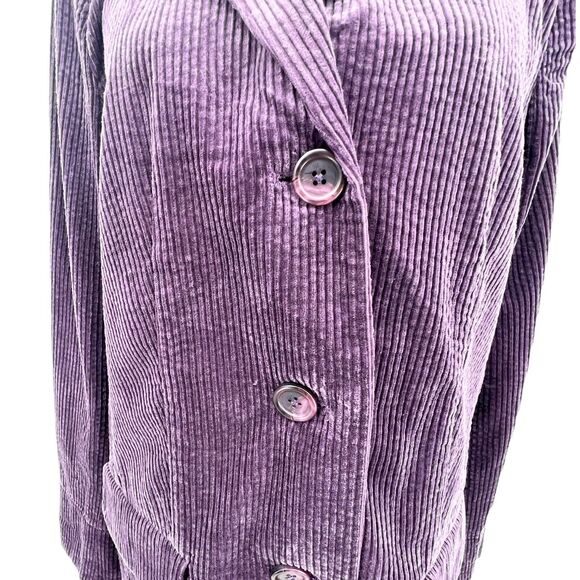 J. Jill Wide Whale Corduroy Velvet Trim Button Front Shacket Jacket Sz Medium - Picture 4 of 8